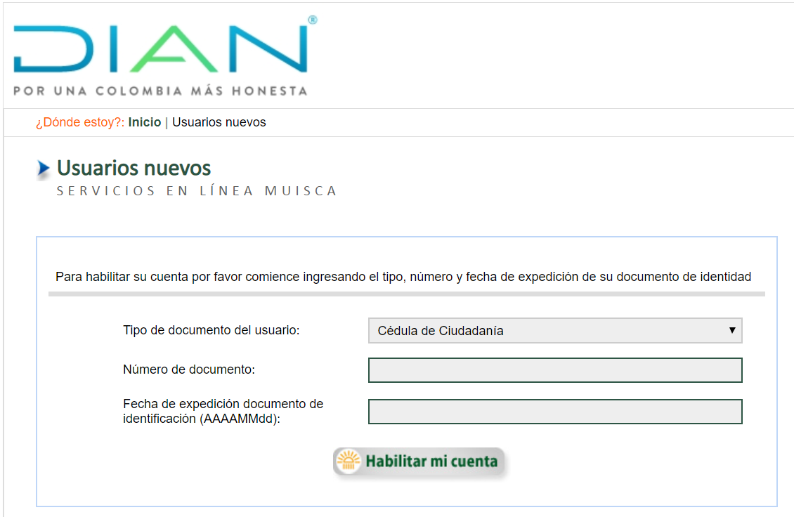 Proceso para habilitar cuenta