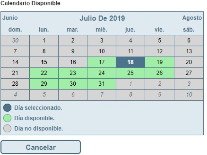 Seleccionando día para la cita