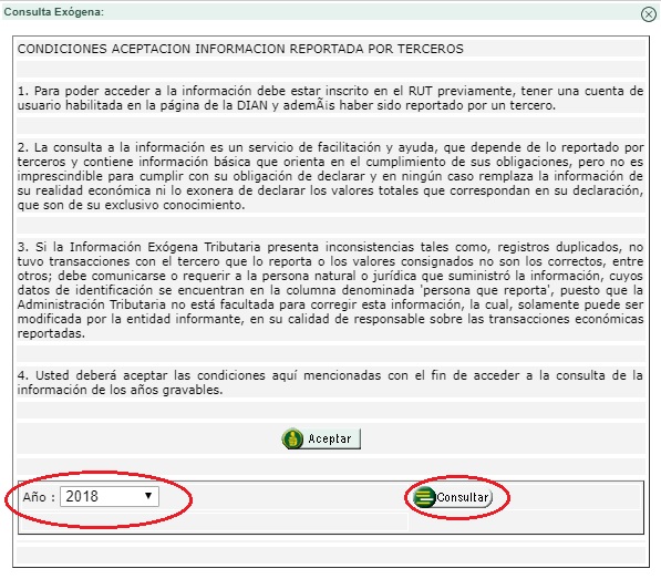 Consultar información para declaración de renta