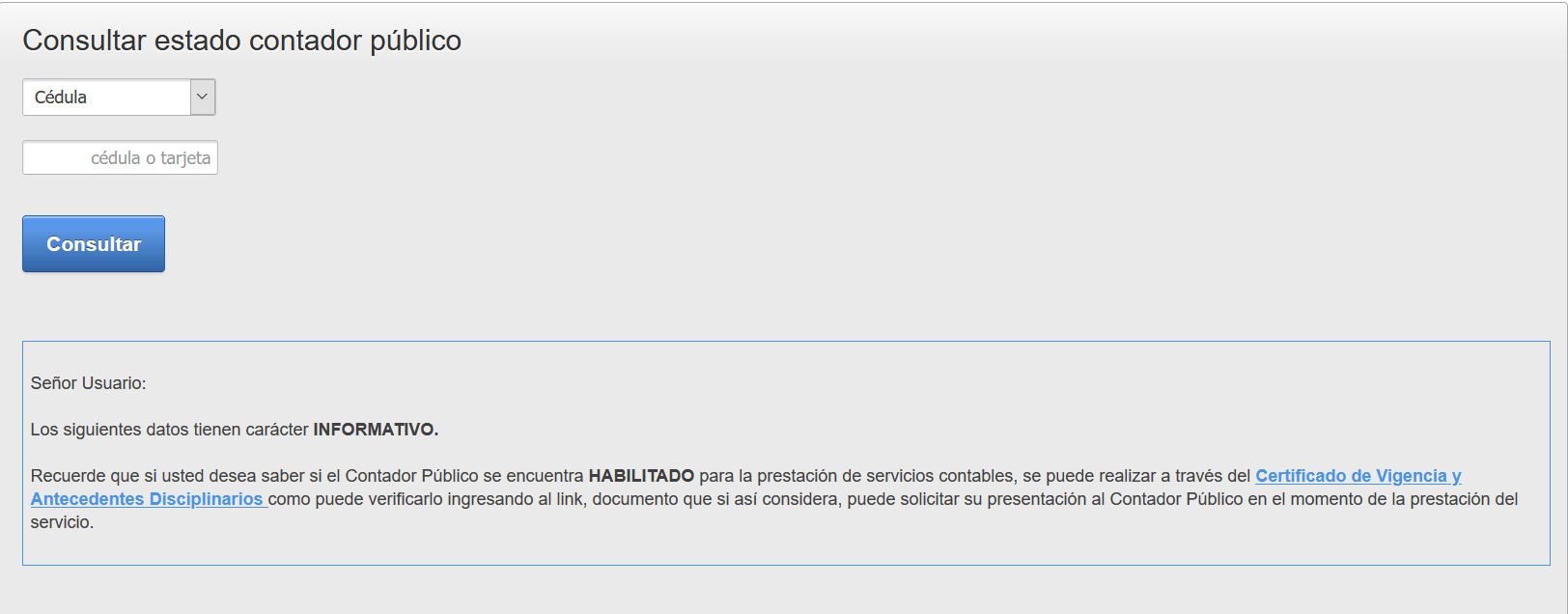 estado de la tarjeta profesional