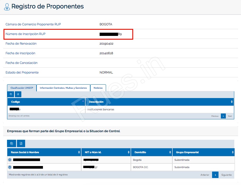 RUES: Consulta de empresas por NIT 9