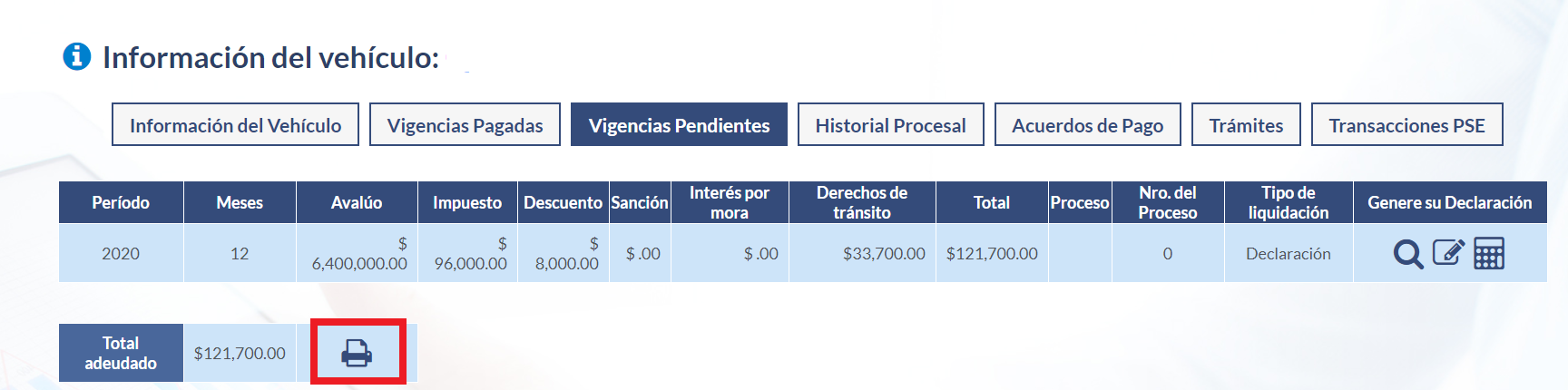 liquidar impuesto vehicular en meta
