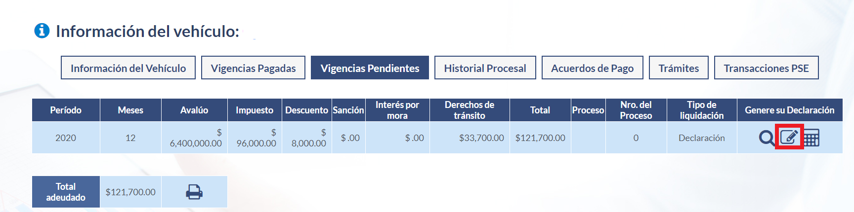 liquidar impuesto vehicular en meta