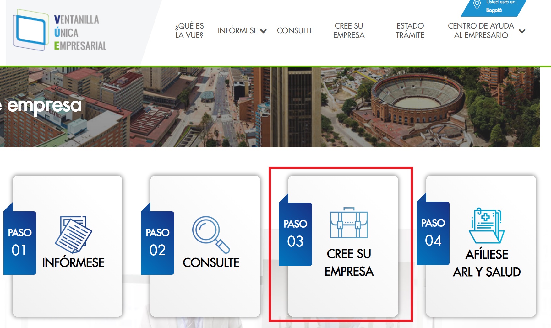 Ventanilla única empresarial VUE registro de empresa