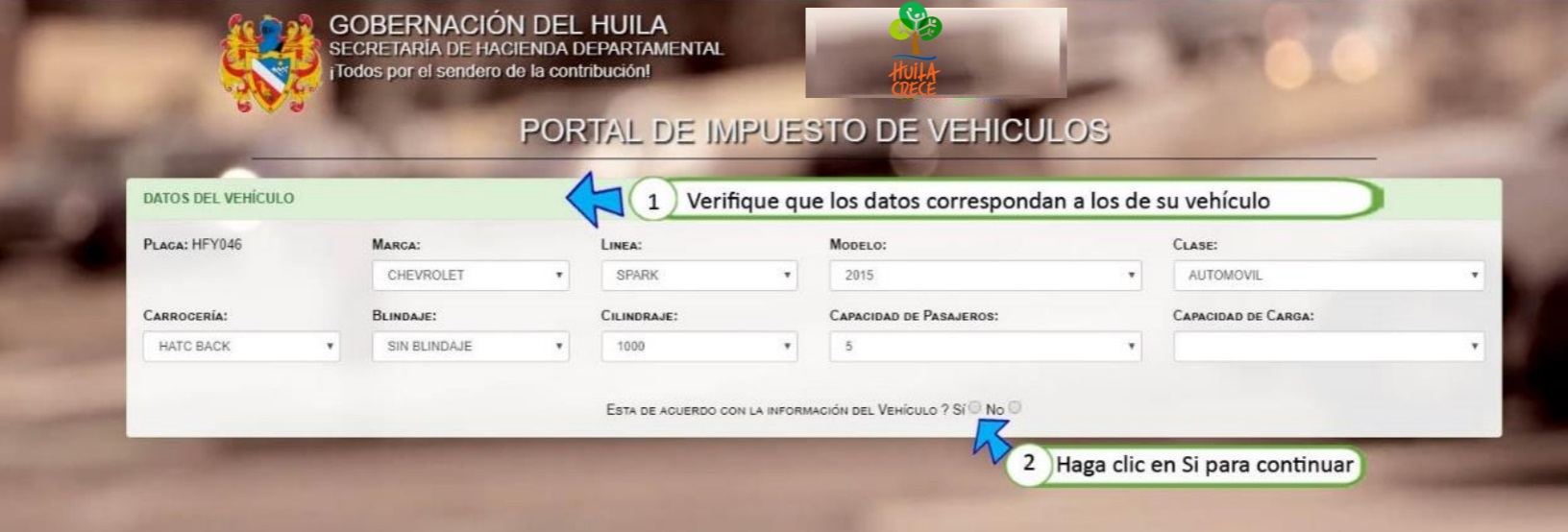 impuesto vehicular huila neiva