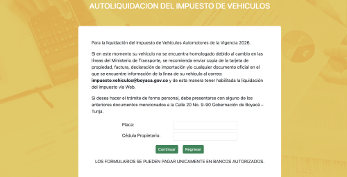 Liquidar impuesto de vehículos en Boyacá